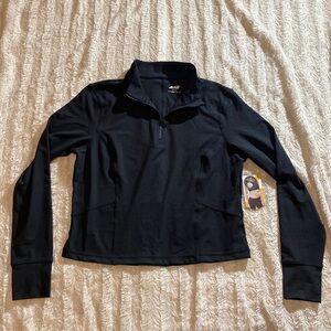 NWT black sweater size large activewear long sleeve zipper top brand new